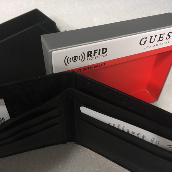 Guess Accessories Guess Billfold Rfid Mens Black Wallet With Valet